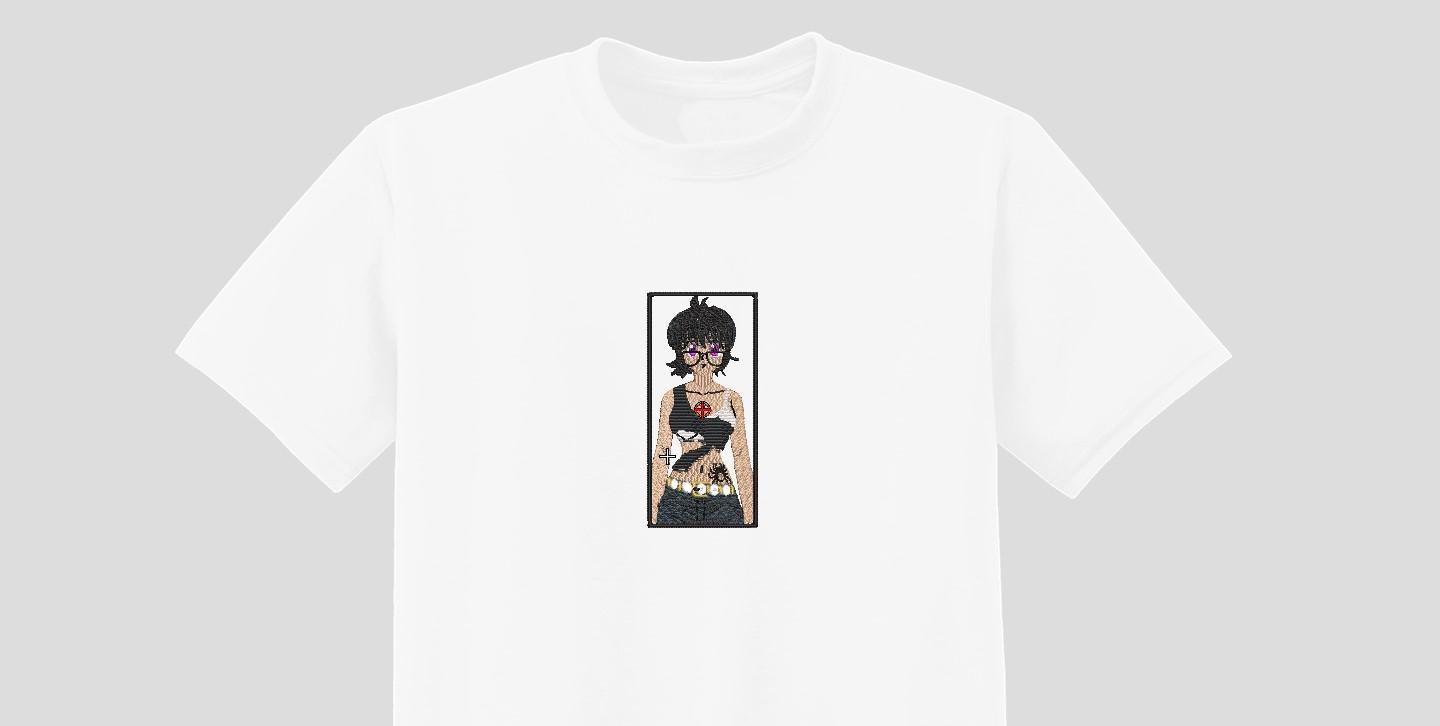 Shizuku Embroidery File - Punk Style Stickdatei, Digital Design für Stickmaschinen (Gothic, DIY, Punk Look)DST, EXP, HUs, pes, vip, vp3, xxx - Stricta