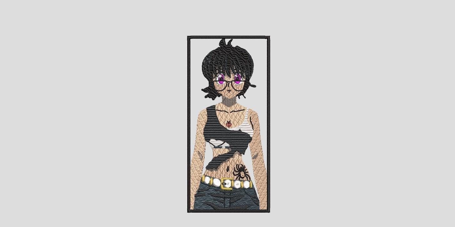 Shizuku Embroidery File - Punk Style Stickdatei, Digital Design für Stickmaschinen (Gothic, DIY, Punk Look)DST, EXP, HUs, pes, vip, vp3, xxx - Stricta